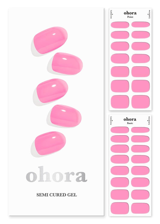 ohora Semi Cured Gel Nail Strips (N Tint High-teen) - Works with Any Nail Lamps, Salon-Quality, Long Lasting, Easy to Apply & Remove - Includes 2 Prep Pads, Nail File & Wooden Stick