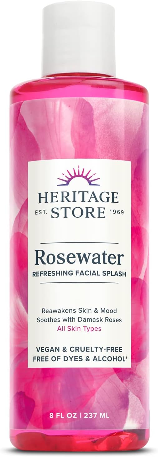 Heritage Store Rosewater, Hydrating Formula for Skin & Hair, No Dyes or Alcohol, Vegan 8oz