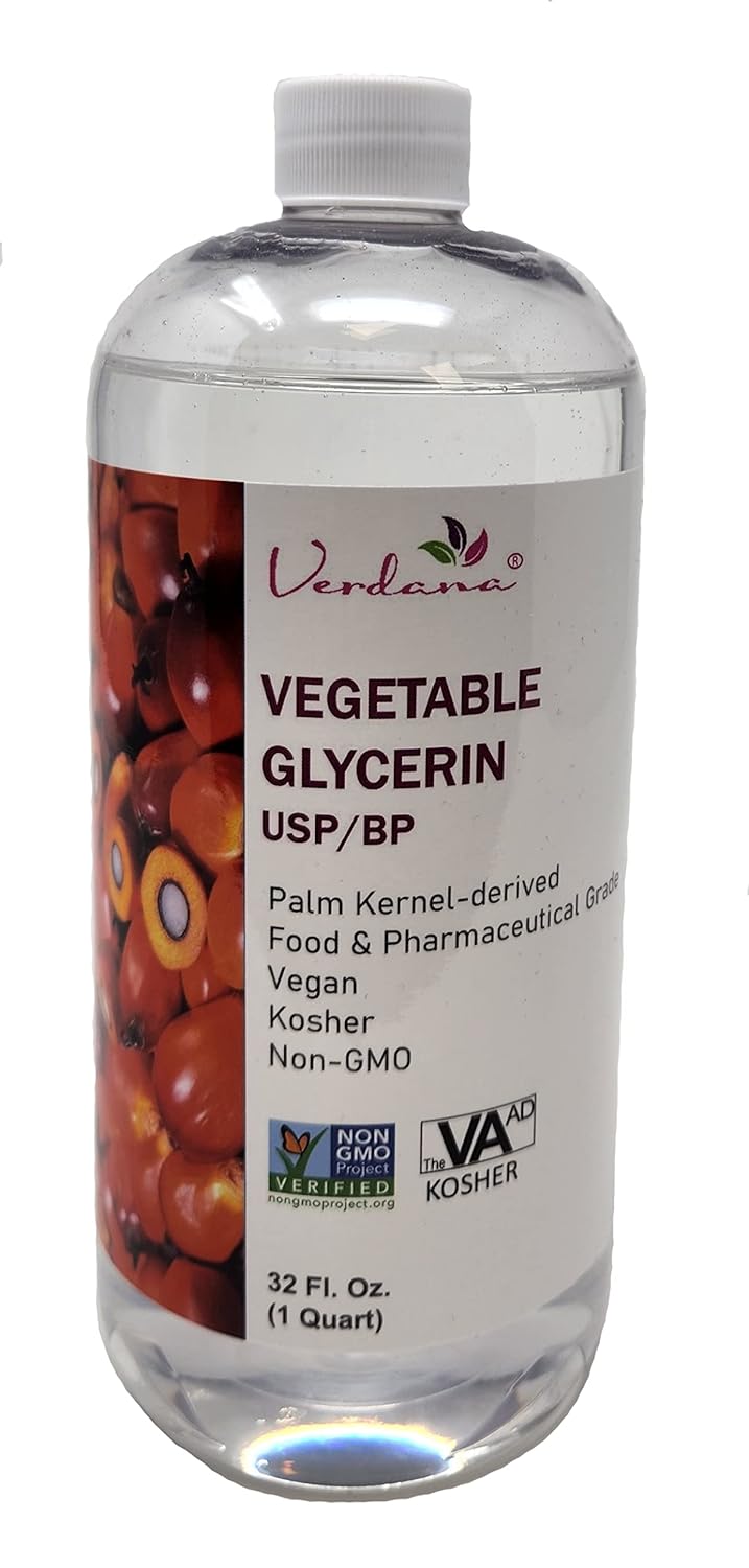 Verdana Vegetable Glycerin Ð USP/BP Refined - Premium Food Grade and USP Grade Ð Pure, Vegan, Kosher, Non-GMO Palm oil derived Ð 32 Fl Oz