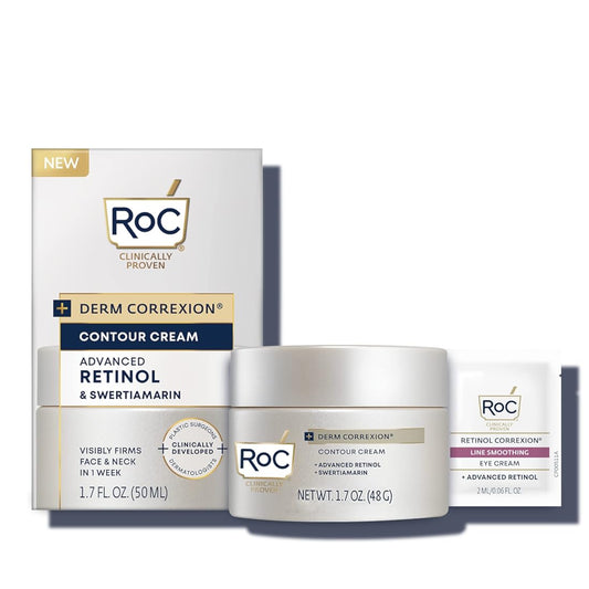 RoC Derm Correxion Neck Cream with Hyaluronic Acid and Advanced Retinol to visibly Tighten & Lift Horizontal Neck Lines, Facial Moisturiser to Contour Face, Neck and Jawline, 1.7 Ounces