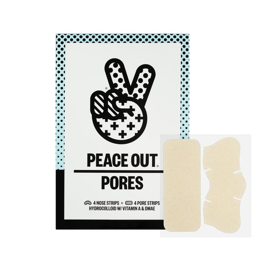PEACE OUT Skincare Pores. Hydrocolloid Pore-Refining Nose and Face Strips with Vitamin A to Shrink Enlarged Pores and Remove Blackheads (4 pore and 4 nose strips)