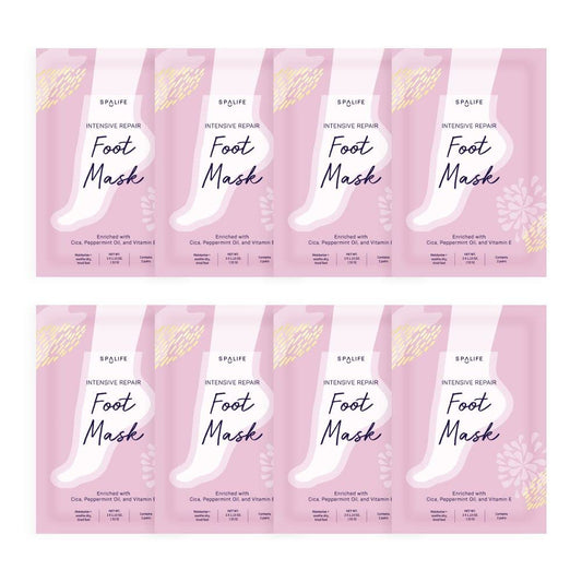 SpaLife Intensive Repair Soothing Foot Masks Enriched with Cica, Peppermint Oil, and Vitamin E (8 PACK)
