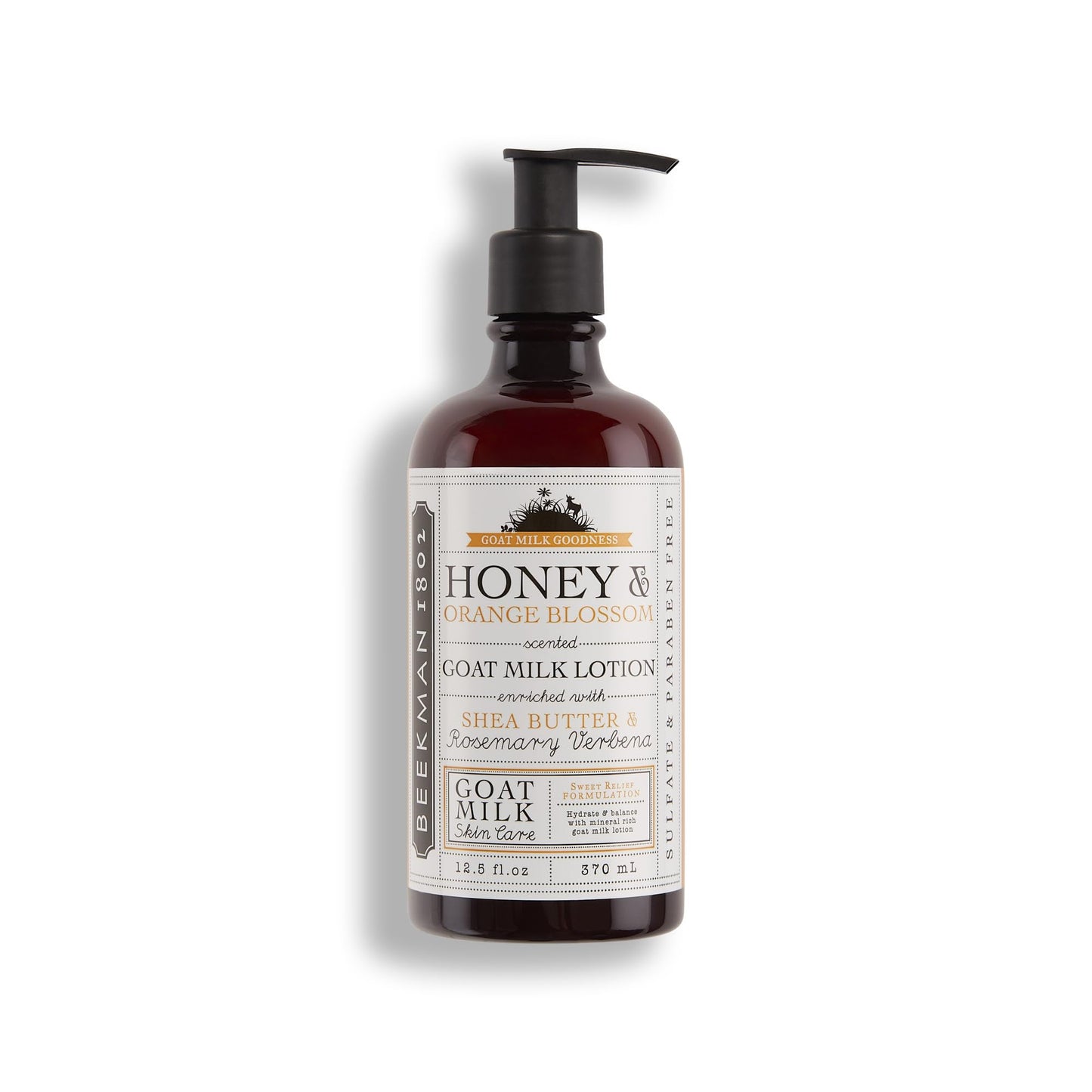 Beekman 1802 Goat Milk Body Lotion, Honey & Orange Blossom - Scented - 12.5 oz - Hydrating & Deeply Moisturizing - With Shea Butter & Jojoba Seed Oil - Good for Sensitive Skin - Cruelty Free