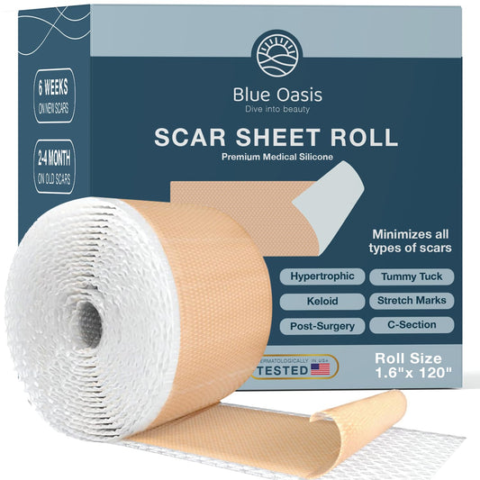 Silicone Scar Sheets, Scar Tape for Surgical Scars, 120" x 1.6" Roll - C-Section, Tummy Tuck, Keloid Scar Treatment, As Post Surgical Cream, Gel, Scar Patches, Surgery Scar Removal, Strips for Scars