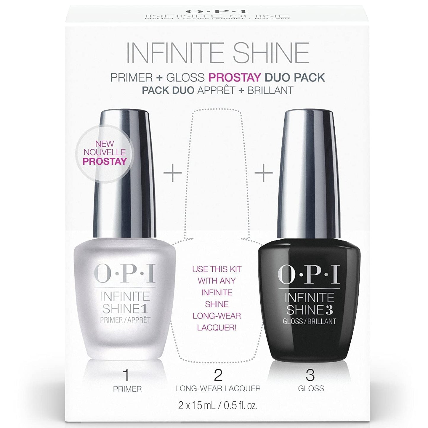 OPI Infinite Shine ProStay Primer and Gloss, Base Coat, Top Coat, 0.5 fl oz