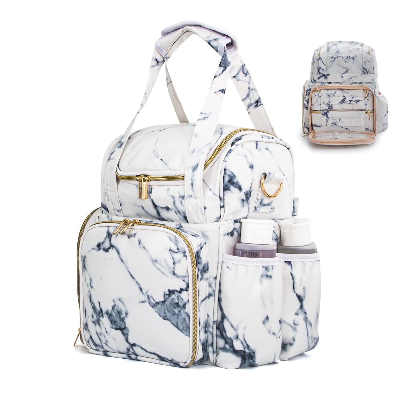 OCERAVE Nail Polish Organizer and a Nail Dryer Case, Large Capacity Nail Polish Holder and Nail Light Storage Bag with 2 Removable Bags for 60 Bottles Nail Polish, Manicure Set, Nail Lamp