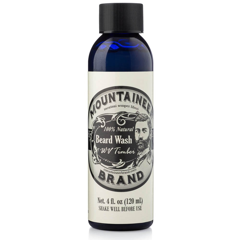 Mountaineer Brand Beard Wash - All-Natural Beard Shampoo, Thick Lather & Deep Clean Beard Wash For Men With Cedar Wood Oil, Fir Needle Oil, Eucalyptus Leaf Oil - WV Timber, 4 oz.