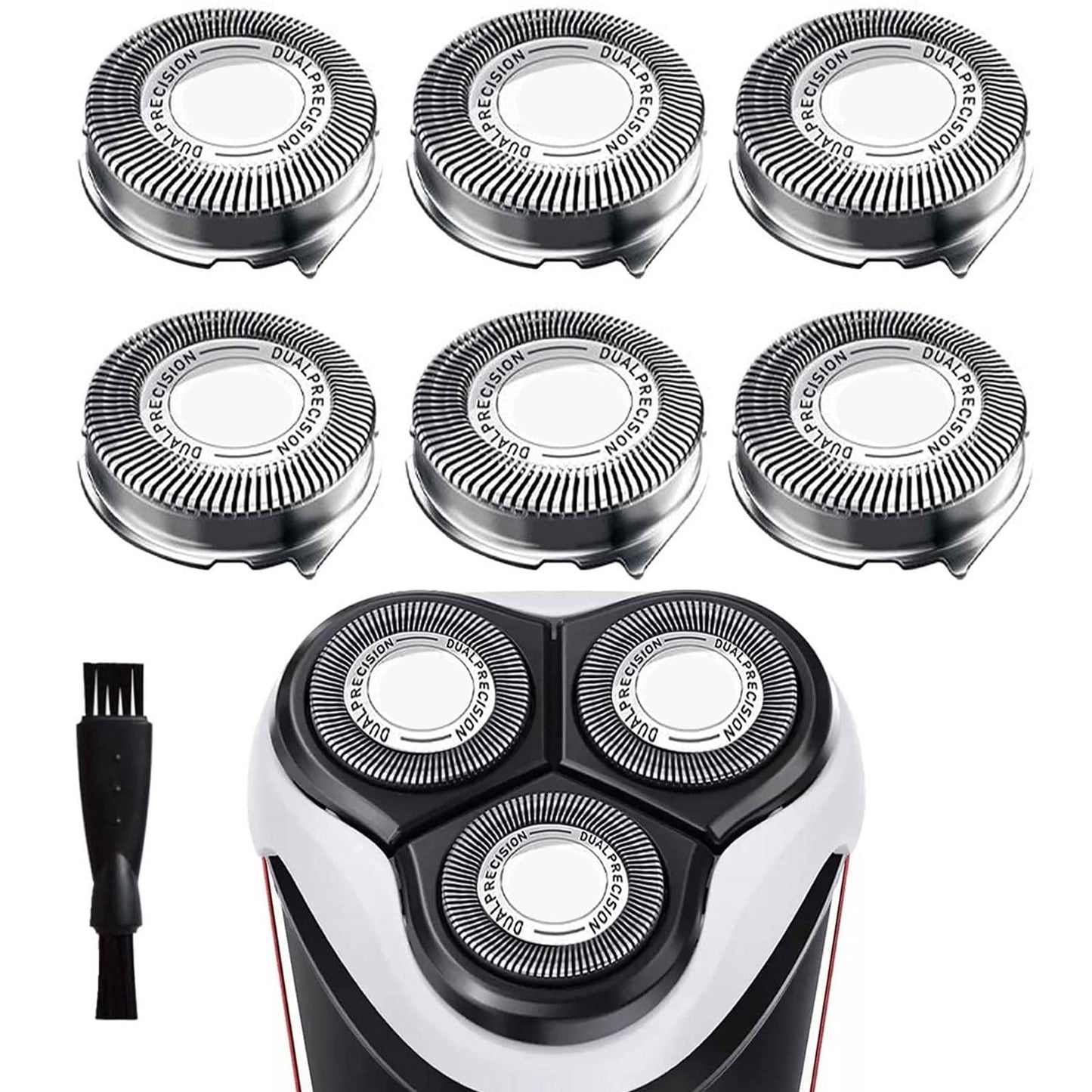 HQ8 Replacement Heads Compatible with Philips Razor and Aquatec Shavers, HQ8 Razor Blades for PT720 AT880 AT810 Heads New Upgraded HQ8 Blades for Norelco HQ8 Series Shaver, 6-Pack & Brush