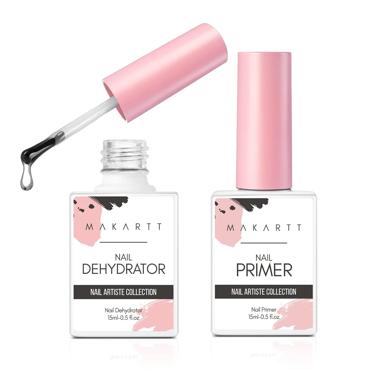 Makartt Nail Dehydrator and Primer Set, Acid Free Air Dry Professional Long-lasting Nail Prep Primer for Acrylic Nails Powder UV Gel Polish(15ML/0.5 oz)