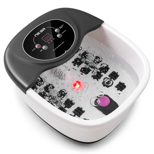 Foot Spa Bath Massager with Heat, Bubble, Vibration and Temperature Control, 22 Massaging Rollers Foot Soak Tub for Foot Pain Relief, Pedicure Foot Soaker with Acupressure Massage Points & Red Light
