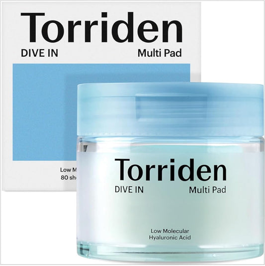 Torriden Dive-in Vegan Hyaluronic Acid Toner Pads for Face (80 Pads) Moisturizing Facial Pads for Cooling, Soothing, Hydrating Spot Masking | Alcohol-Free Fragrance-Free No Colorants Cruelty-Free