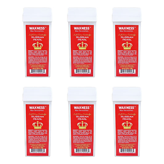 Wax Necessities Waxness Shimmery Russian Pearl Soft Depilatory Wax Cartridge 3.38 Ounces Pack of 6