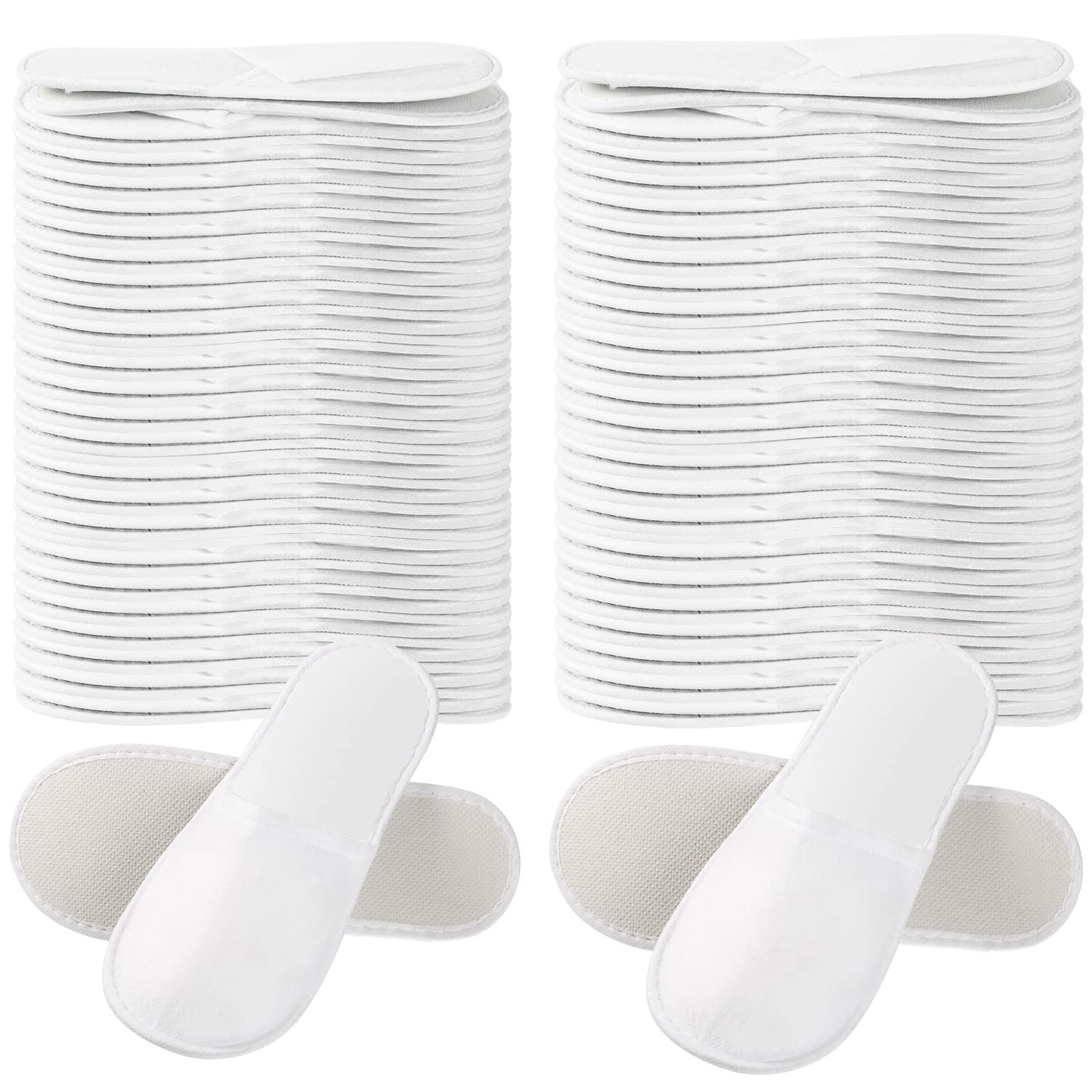 Hicarer 60 Pairs Disposable Slippers, White Non Slip Closed Toe Slippers Unisex Disposable Slippers for Men and Women, Hotel, Home, Guest, Spa, Travel, Massage, 2 Sizes