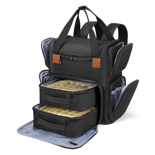 Yokilly Nail Polish Organizer Case, Nail Polish Storages Organizer Holds 84 Bottles, Large Nail Tech Organizers and Storage Bag with 4 Side Pocket & 2 Removable Pouch for Nail Tools, Black