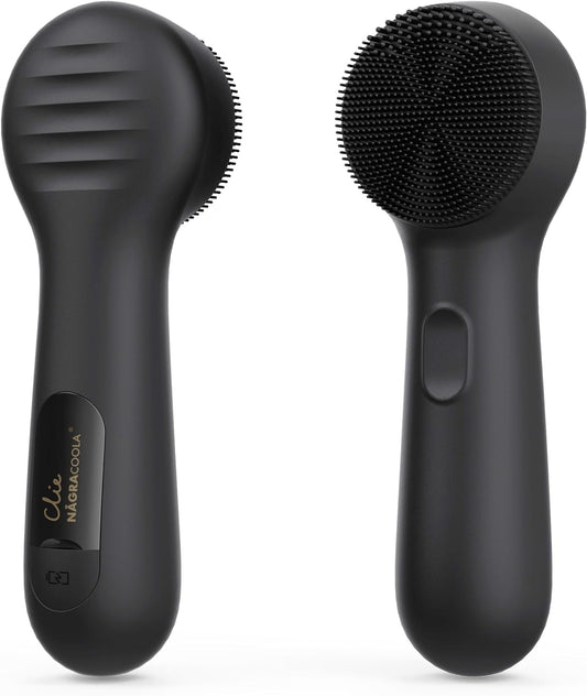 Facial Cleansing Brush, Upgraded NŒgraCoola CLIE 2 Silicone Face Scrubber, Rechargeable, Waterproof, for Deep Cleansing,Gentle Exfoliating, Firm Massage, Electric Face Washer for Women and Men-Black