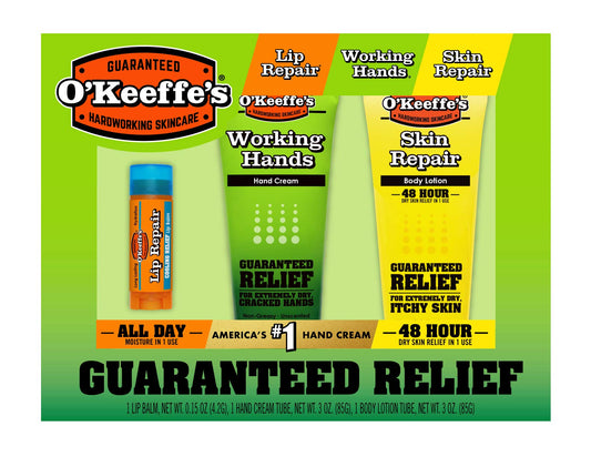 O'Keeffe's Giftbox including Cooling Relief Lip Repair Stick, Working Hands Tube and Skin Repair Tube