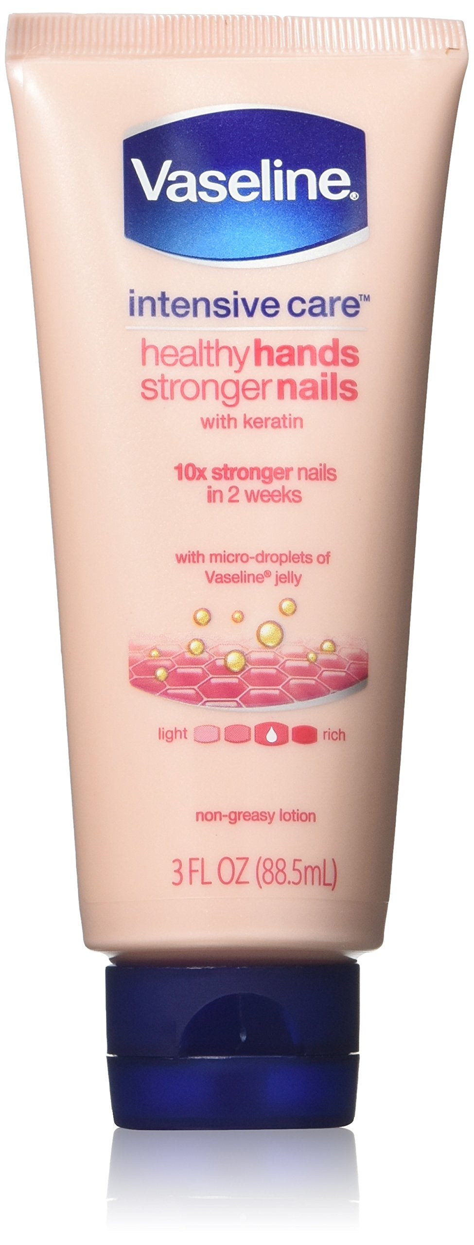 Vaseline Intensive Care Hand Lotion, Healthy Hands Stronger Nails, 3 Ounce (Pack of 4)