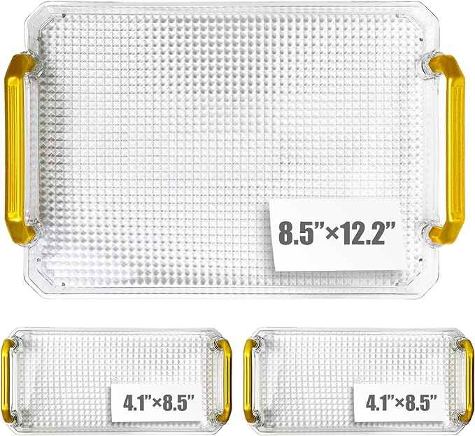 Serving Platters, Acrylic Tray for Party, Wedding, Home Decoration, Large 8.5" x 12.2" + 2 Small 4.1" x 8.5"