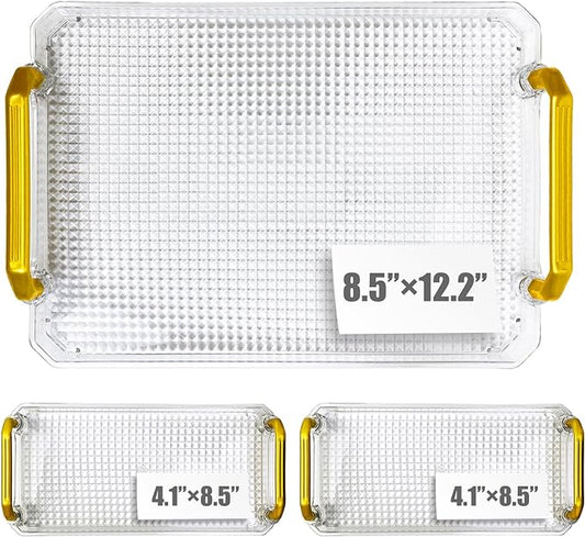 Serving Platters, Acrylic Tray for Party, Wedding, Home Decoration, Large 8.5" x 12.2" + 2 Small 4.1" x 8.5"