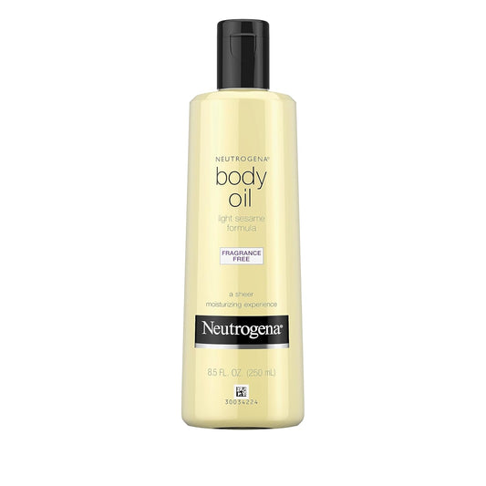 Neutrogena Fragrance-Free Body Oil Light Sesame Formula, Dry Skin Moisturizer & Hydrating Body Massage Oil, for Radiant & Healthy Glow, Nourishing After Shower & Bath Oil, 8.5 fl. oz