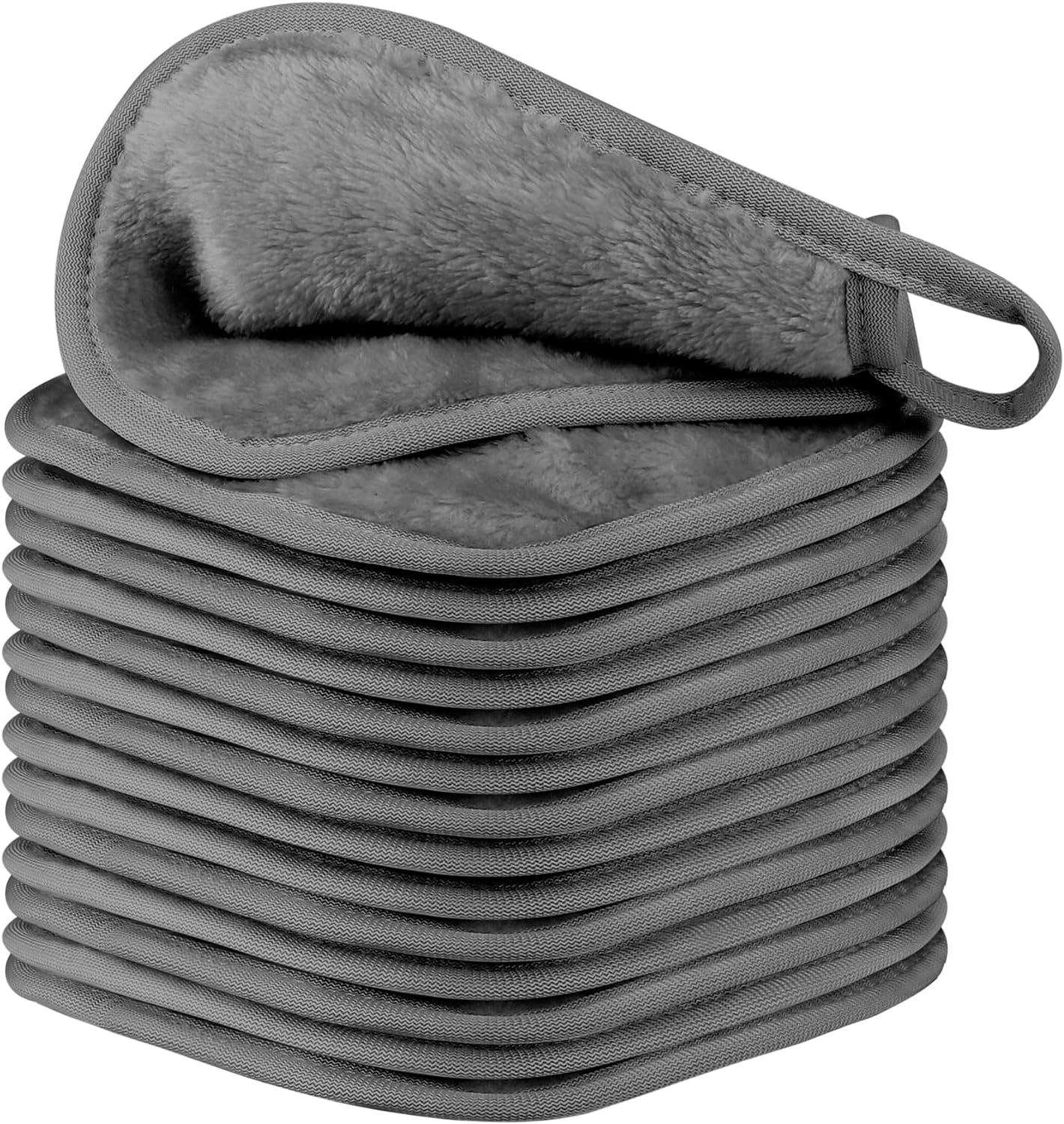HealAge 15 Pack Makeup Remover Cloth 6x6Inch, Ultra Soft Reusable Makeup Remover Pads for All Skin Types,Washable Microfiber Facial Cleansing Cloth,Gray