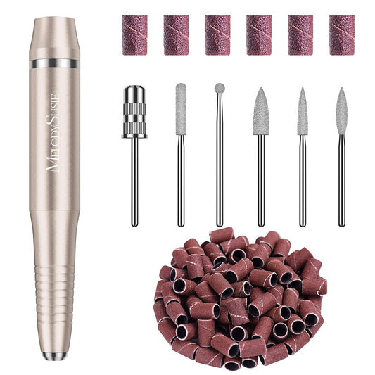 MelodySusie Electric Nail Drill, Portable Electric Nail Drill Machine for Acrylic Gel Nails, Professional Efile E File Manicure Pedicure Polishing Shape Tools for Home Salon Use, Champagne
