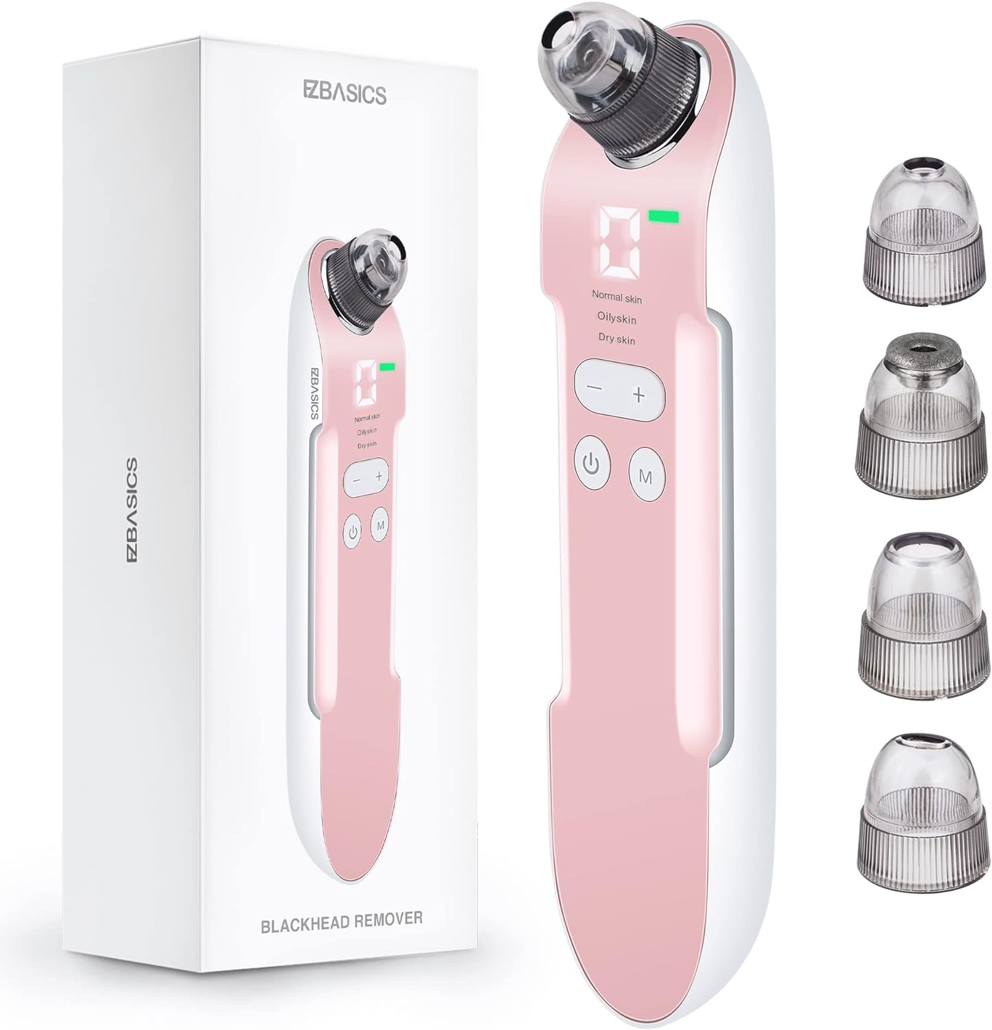 EZBASICS Blackhead Remover Face Pore Vacuum Cleaner Blackhead Vacuum Rechargeable White Heads Removal with 3 Adjustable Suction Power Blackhead Extractor Tool (Pink)