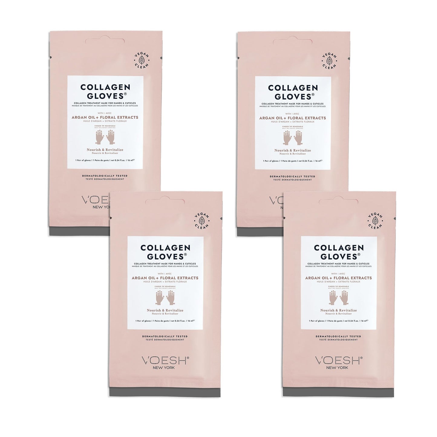 VOESH Collagen Gloves, Vegan Hand Masks, 4 Pack, Moisturizing Hand Mask, Lotion Gloves, Hydrating Gloves, Hand Care, Spa Manicure Gloves, Dry Hand Treatment