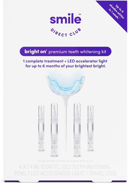 SmileDirectClub Teeth Whitening Kit with LED Light - 4 Pack Gel Pens - Professional Strength Hydrogen Peroxide