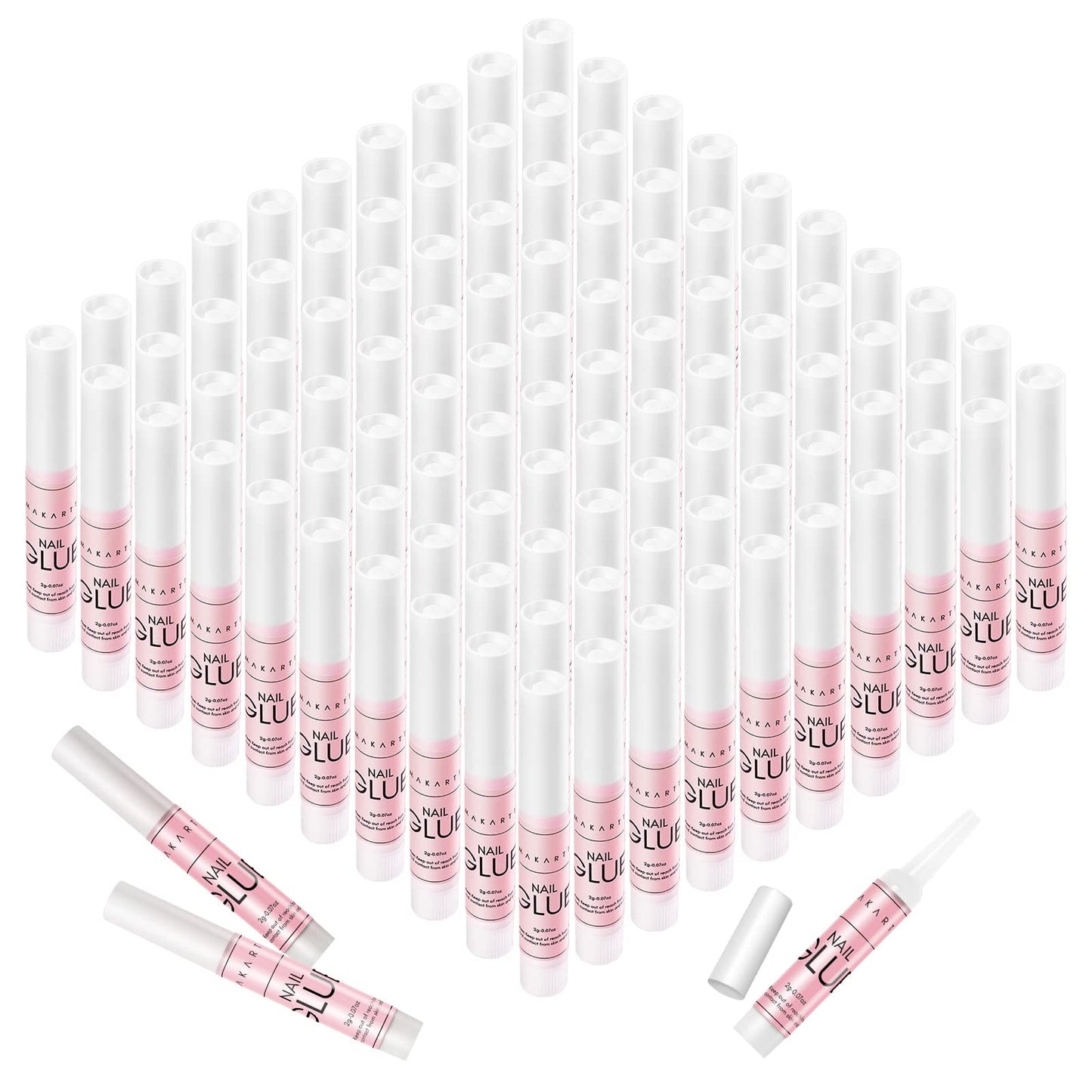 Makartt Super Strong Nail Glue for Acrylic Nails Press On Nails 100Pcs Professional Nail Adhesive Bond Nail Tips Glue for Stick On Nails Long Lasting Nail Glue for Fake Nail Broken Nails Repair 0.07oz