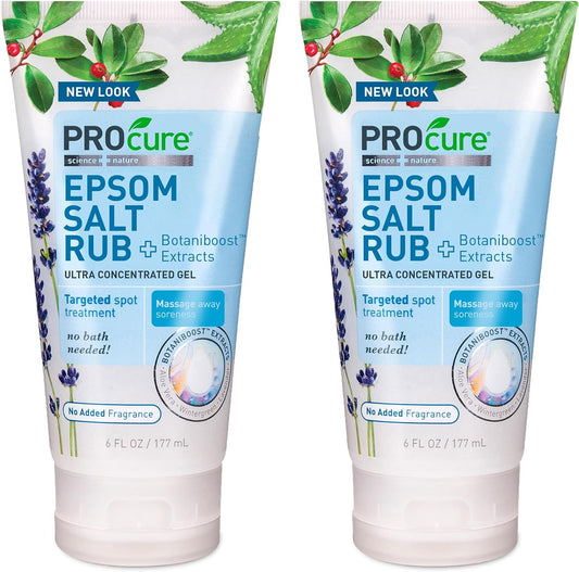 PROcure Epsom Salt Rub Gel with Aloe Vera, Soothes Muscle Tension, Aches & Soreness Directly Where It Hurts, 6 Fl Oz (Pack of 2)