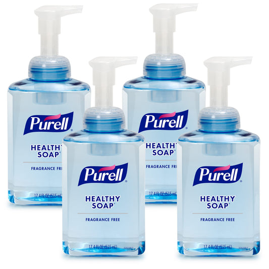 Purell Brand HEALTHY SOAP Gentle & Free Foam, Fragrance-Free, 17.4 fl oz Hand Soap Table Top Pump Bottle (Pack of 4) - 5016-04