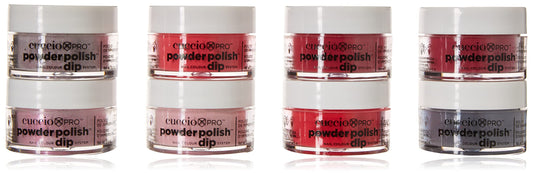 Cuccio Colour Powder Polish Nail Color Dip System - Fast, Easy And Odorless Application - Durable, Vibrant Color - Light And Natural Results - No Led/Uv Light Required - Red Handed Collection - 8 Pc