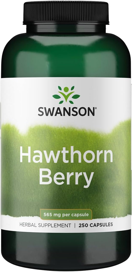 Swanson Hawthorn Berries Supplement | Supports Blood Pressure & Heart Health 250 Capsules, 565 mg Each Hawthorne Berry Pills