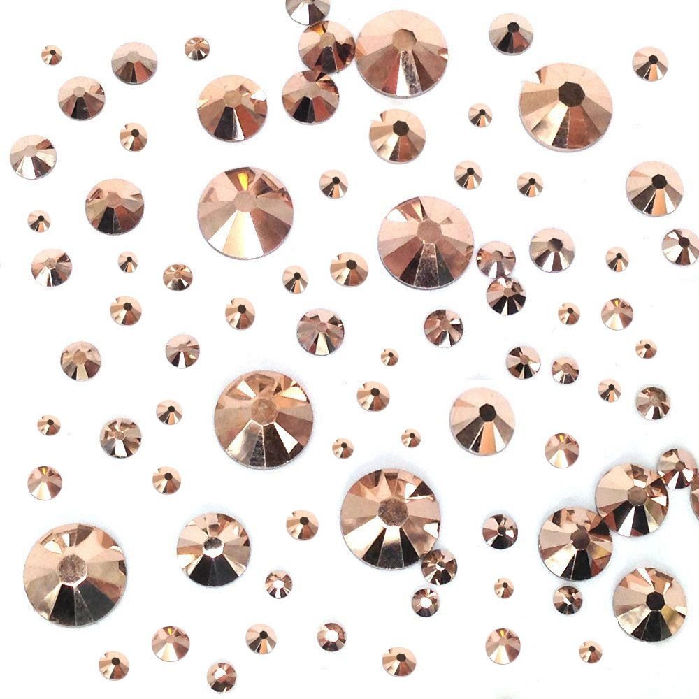 Crystal Rose Gold (001 ROGL) 144 pcs Swarovski 2058/2088 Crystal Flatbacks rhinestones nail art mixed with Sizes ss5, ss7, ss9, ss12, ss16, ss20, ss30