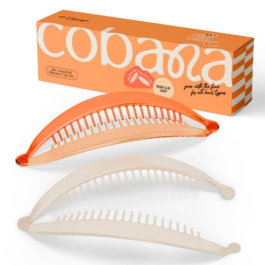 Cobana Banana Clip Hair Clips - Volumizing Hair Claw Clips & Hair Styling Accessories for Thick & Thin Hair - Large 15'' Set (Orange, Set of 2)