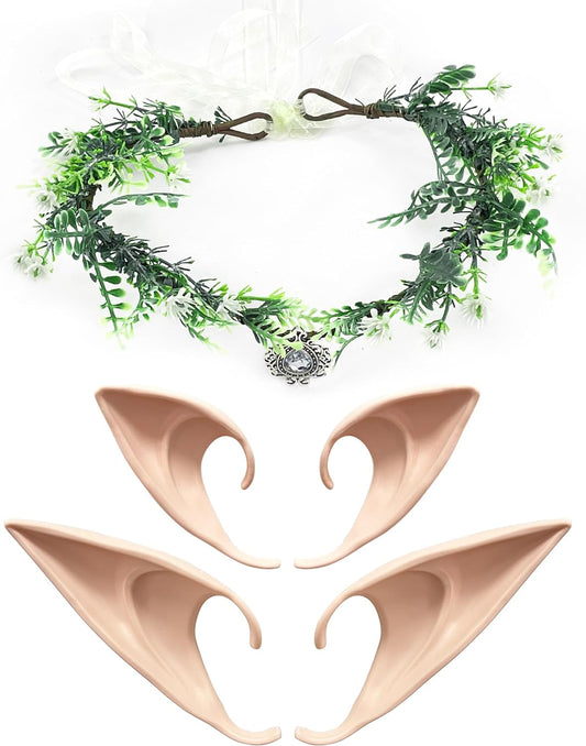 QLINLEAF Elf Ear Cuffs Crown Elf Earring Accessory Cosplay Fairy Pixie Elf Ears