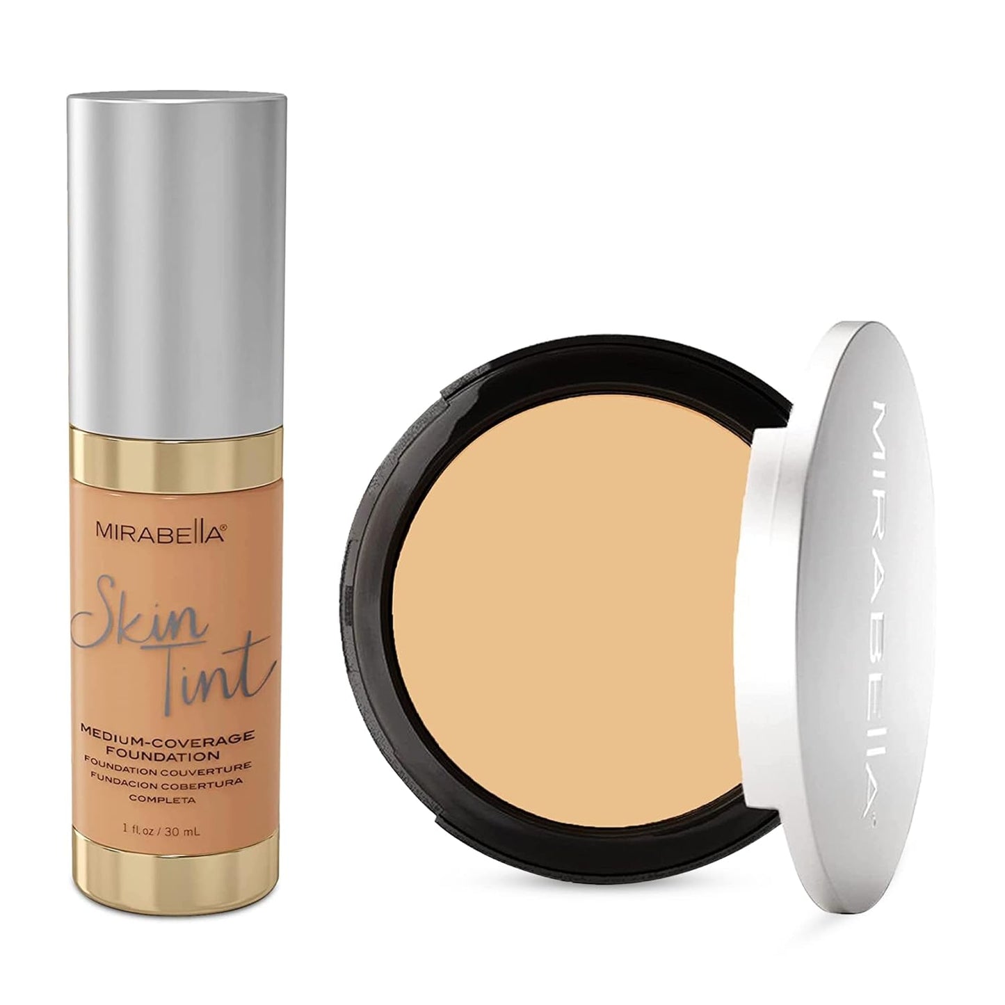 Mirabella Skin Tint Creme Foundation and Pure Press Mineral Powder Foundation Bundle