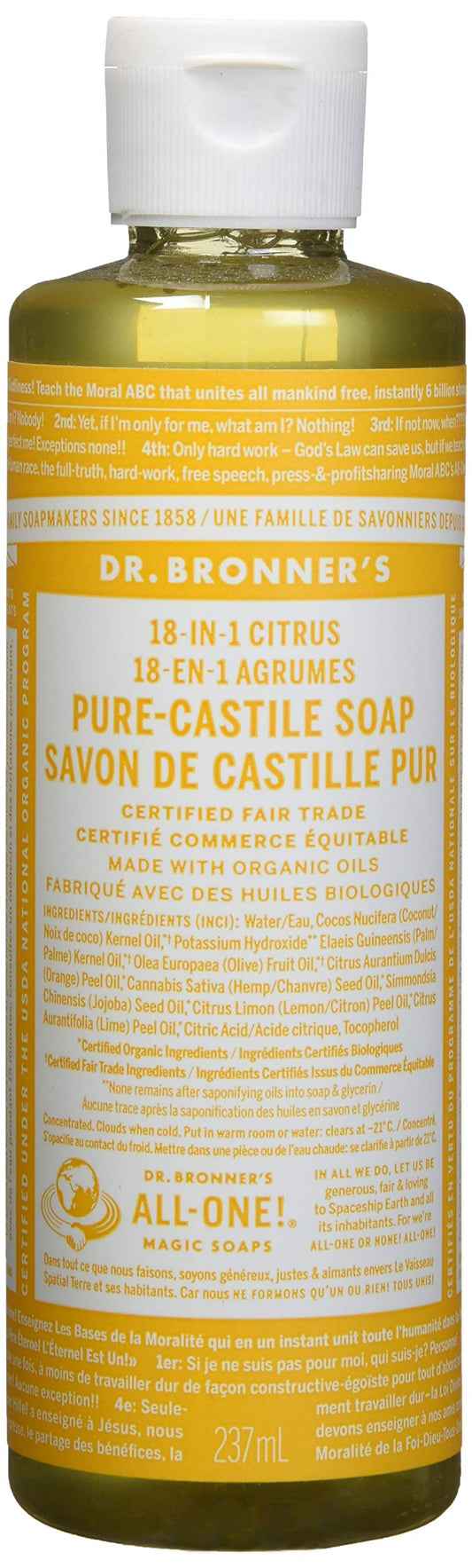 Dr. Bronner's Organic Pure Castile Liquid Soap Citrus Orange - 8 fl oz