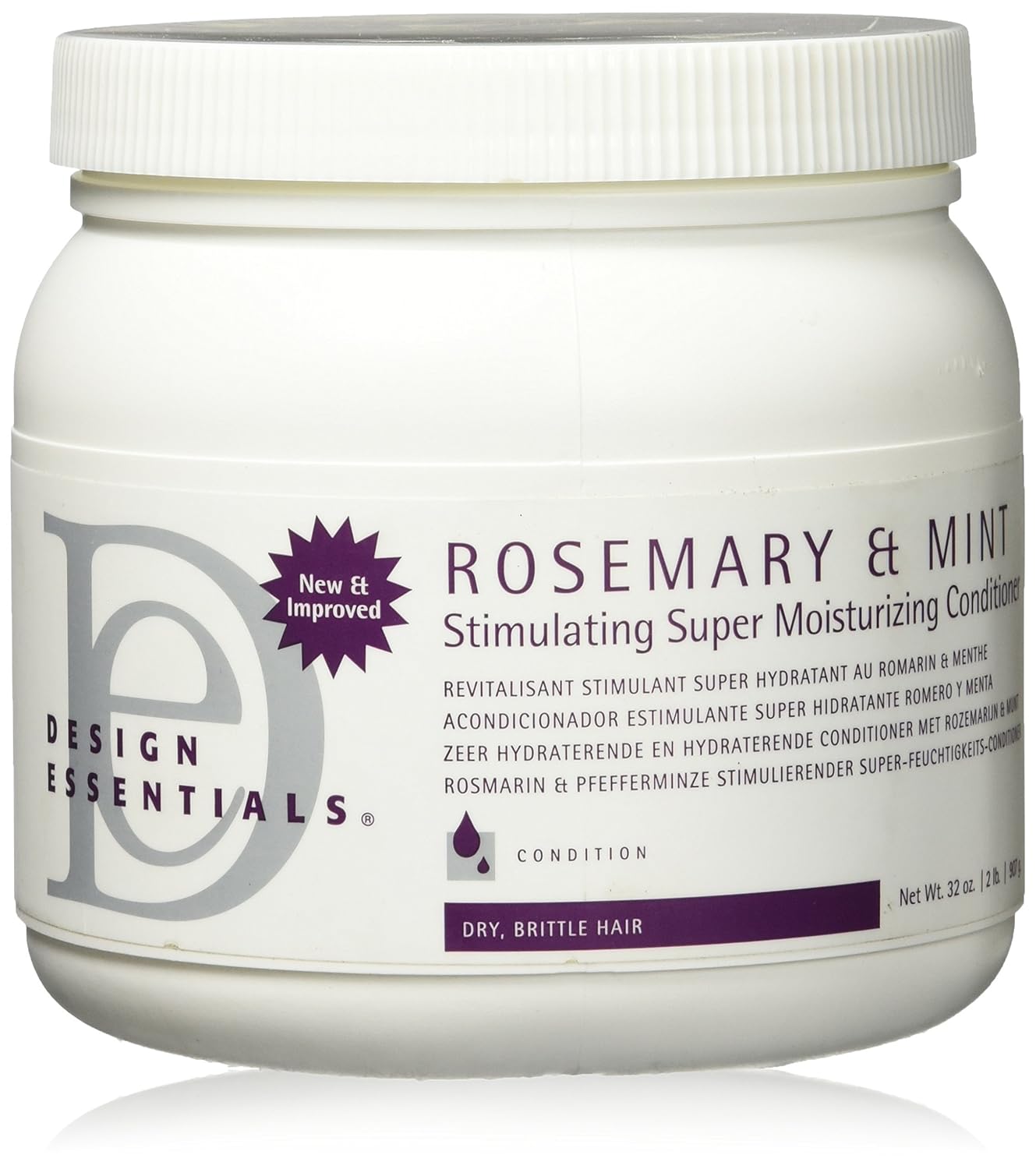Design Essentials Rosemary & Mint Stimulating Super Moisturizing Conditioner, 32 Ounce Container,900 ml