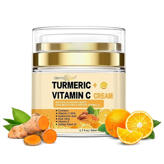DERMAXGEN Turmeric Face Cream + 30% Vitamin C Glow Boosting Moisturizer & Skin Repairing, Hydrating with Organic Ingredients Anti-Aging Facial Cream, Normal, Dry, Oily & Combination Skin - 1.7 FL OZ