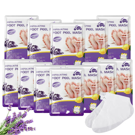 Dimsile 12 Pairs Foot Peel Mask Make Feet Baby Soft Skin for Foot Cracked and Dry Heel Callus Dead Skin Foot Care Mask with Lavender and Aloe Vera Gel for Women Men Peeling Exfoliating Presents