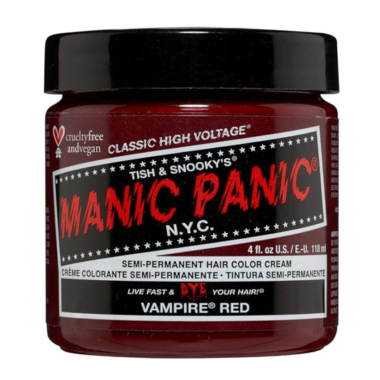 MANIC PANIC Vampire Red Hair Dye - Classic High Voltage - Semi Permanent Deep, Blood Red Hair Color - Vegan, PPD And Ammonia Free (4oz)