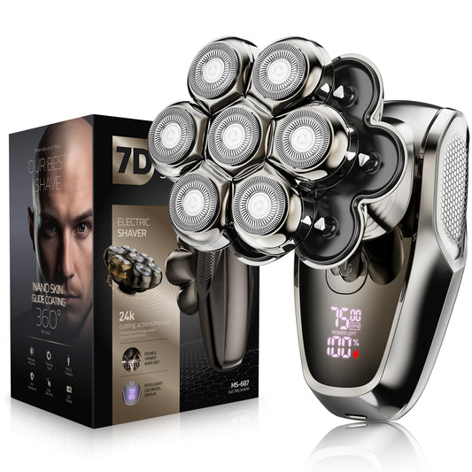 7D Head Shavers for Bald Men, SHPAVVER Detachable Head Shaver LED Display Dry/Wet Bald Head Shavers for Men, IPX7 Waterproof Head Shavers for Men with Type-C Charge