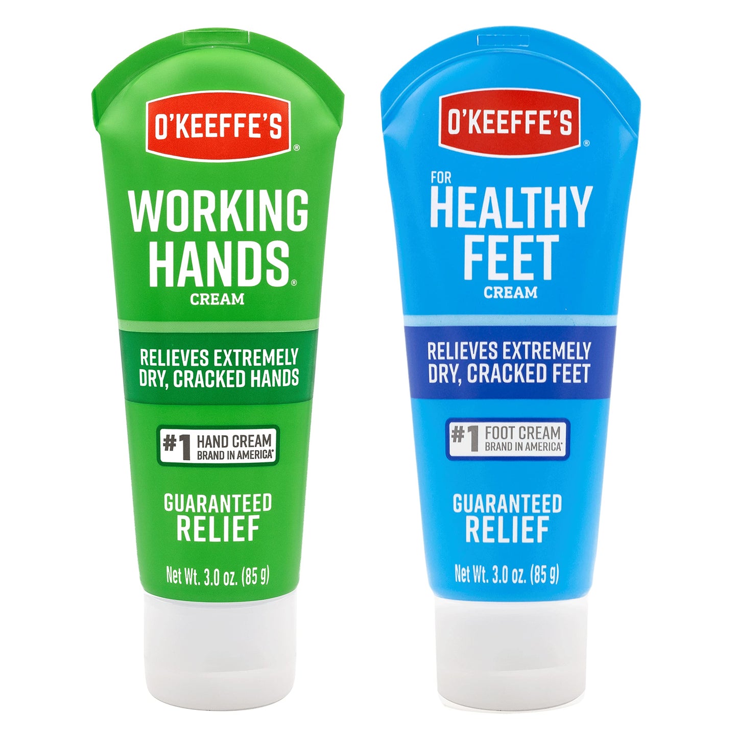 O'Keeffe's Working Hands Hand Cream, 3 Ounce Tube and Healthy Feet Foot Cream, 3 Ounce Tube