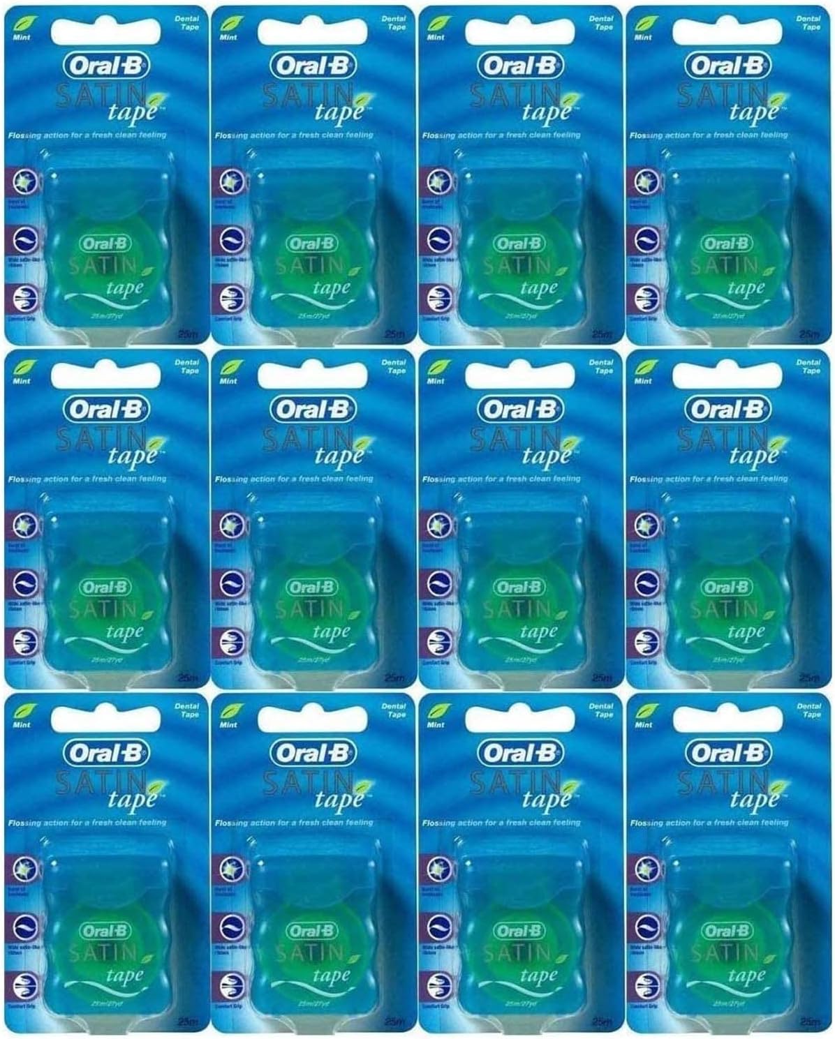 Oral-B Statin Tape Dental Floss 25m (12 Units) by Oral-B Satin Tape Mint