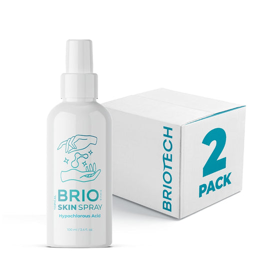 BRIOTECH Pure Hypochlorous Acid Spray, Multi Purpose Topical Body & Facial Mist, Eyelid Cleanser, Support Against Irritation & Redness, Dry Skin & Scalp, Packaging May Vary, 3.4 fl oz ea, 2 ct