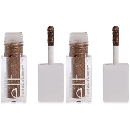 e.l.f., Liquid Glitter Eyeshadow, Long Lasting, Quick-Drying, Opaque, Gel-Based Formula, Creates High-Impact, Multi-Dimensional Eye Looks, Copper Pop, 0.10 Fl Oz (Pack of 2)