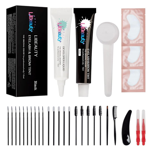 Libeauty Eyelash Color Kit Black Lash Color Volumizing Eyebrow Hair Color Kit DIY Use At Salon Or Home Natural Eyelash Treatment