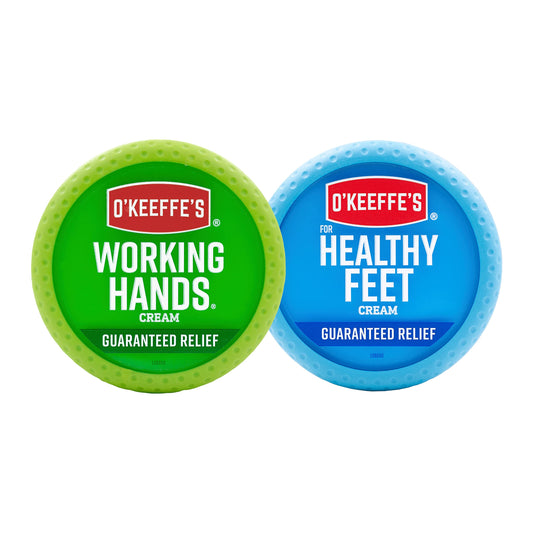 O'Keeffe's Working Hands Hand Cream, 3.4 Ounce Jar and Healthy Feet Foot Cream, 3.2 Ounce Jar
